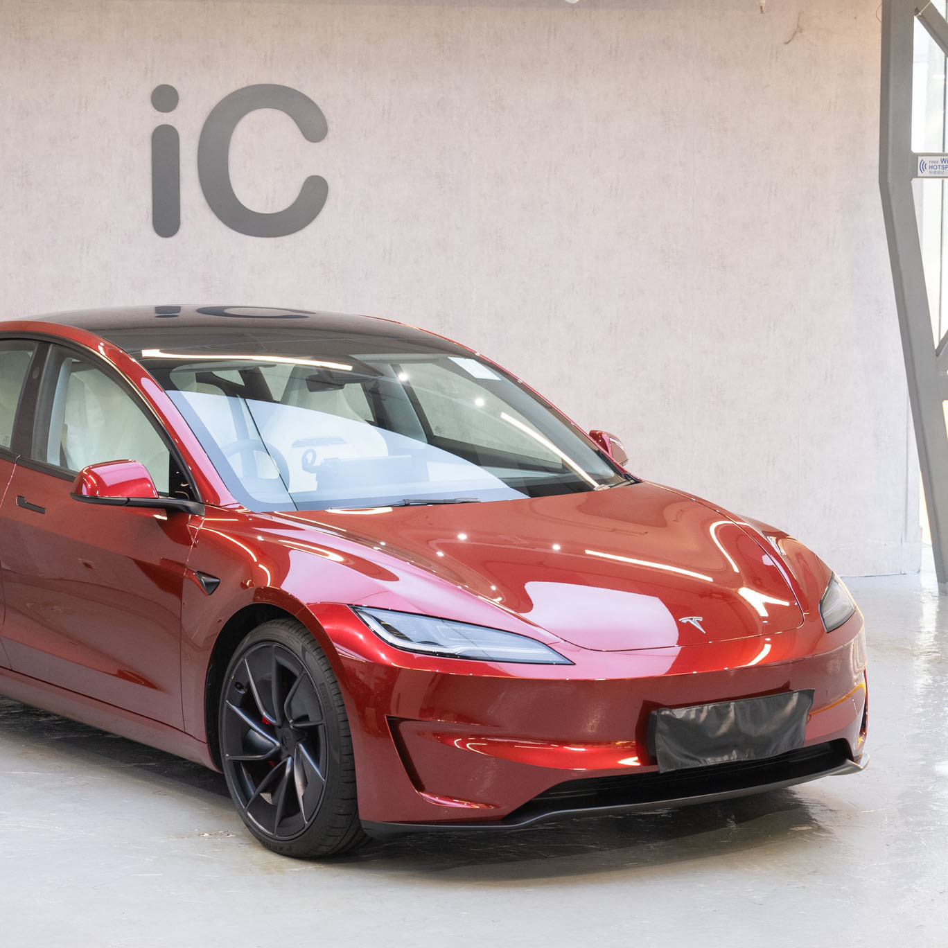 Crimson Red Tesla Model 3